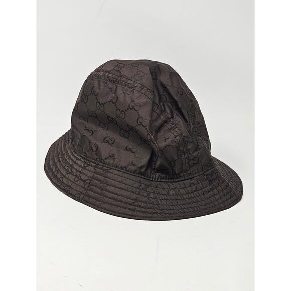 Cute Authentic Gucci Brown GG Nylon Bucket Hat XL sz - Picture 4 of 10